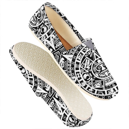 White And Black Maya Calendar Print Casual Shoes