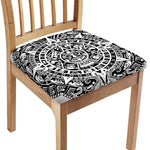 White And Black Maya Calendar Print Chair Cushion Cover