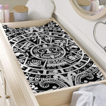 White And Black Maya Calendar Print Changing Pad Cover