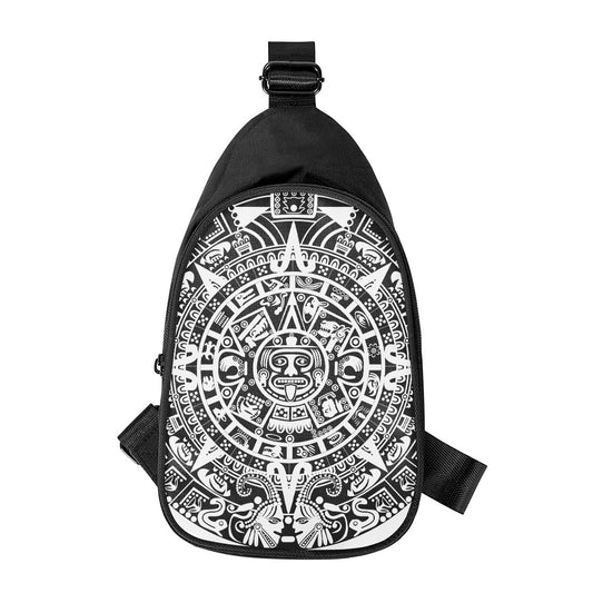 White And Black Maya Calendar Print Chest Bag