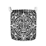White And Black Maya Calendar Print Collapsible Laundry Basket