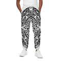 White And Black Maya Calendar Print Cotton Sweatpants