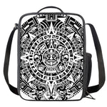 White And Black Maya Calendar Print Crossbody Lunch Bag