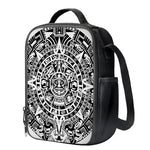 White And Black Maya Calendar Print Crossbody Lunch Bag