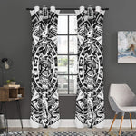 White And Black Maya Calendar Print Curtain