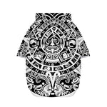 White And Black Maya Calendar Print Dog Zip Up Hoodie