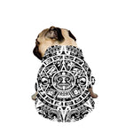 White And Black Maya Calendar Print Dog Zip Up Jacket