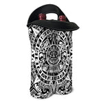 White And Black Maya Calendar Print Double Neoprene Wine Tote