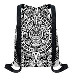 White And Black Maya Calendar Print Drawstring Backpack