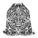 White And Black Maya Calendar Print Drawstring Bag