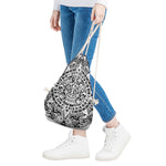 White And Black Maya Calendar Print Drawstring Bag
