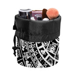 White And Black Maya Calendar Print Drawstring Makeup Bag