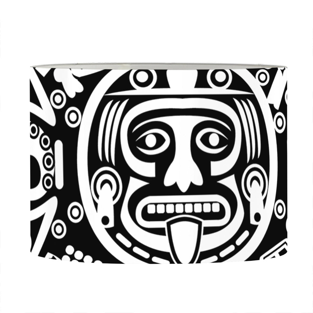 White And Black Maya Calendar Print Drum Lamp Shade