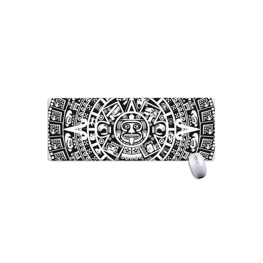 White And Black Maya Calendar Print Extended Mouse Pad