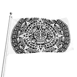 White And Black Maya Calendar Print Flag