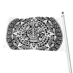White And Black Maya Calendar Print Flag