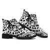 White And Black Maya Calendar Print Flat Ankle Boots