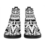 White And Black Maya Calendar Print Flat Ankle Boots