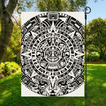 White And Black Maya Calendar Print Garden Flag