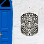 White And Black Maya Calendar Print Garden Flag