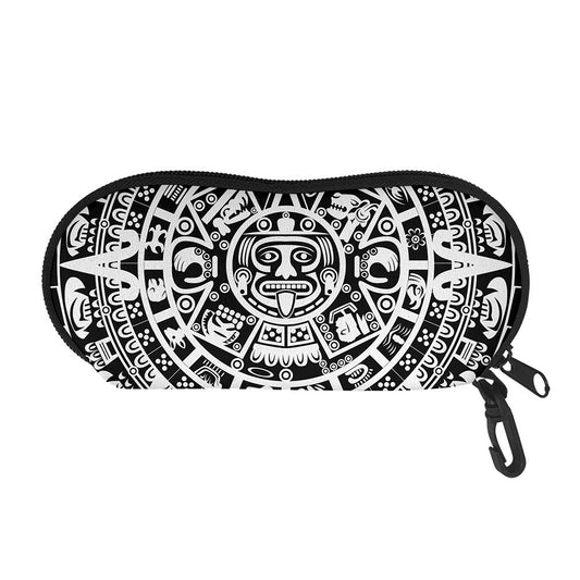 White And Black Maya Calendar Print Glasses Case