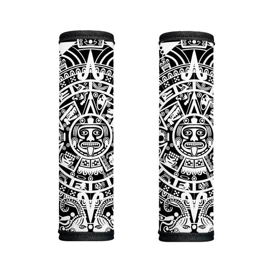 White And Black Maya Calendar Print Handle Covers