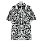 White And Black Maya Calendar Print Hawaiian Shirt
