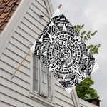White And Black Maya Calendar Print House Flag