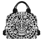 White And Black Maya Calendar Print Insulated Lunch Bag