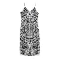 White And Black Maya Calendar Print Jersey Midi Cami Dress