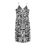 White And Black Maya Calendar Print Jersey Midi Cami Dress