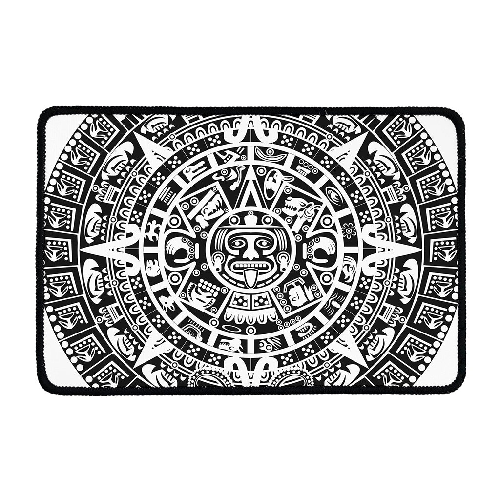 White And Black Maya Calendar Print Kitchen Mat