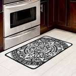 White And Black Maya Calendar Print Kitchen Mat