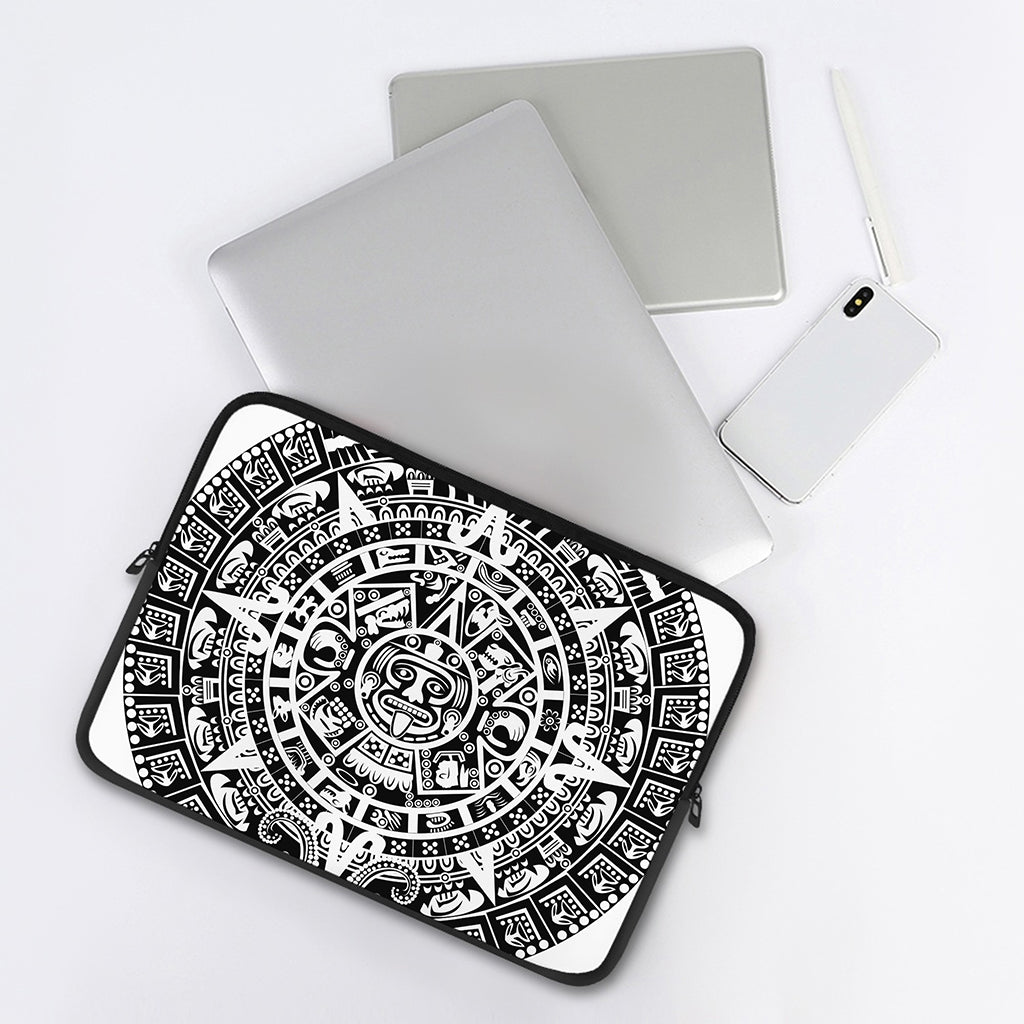 White And Black Maya Calendar Print Laptop Sleeve