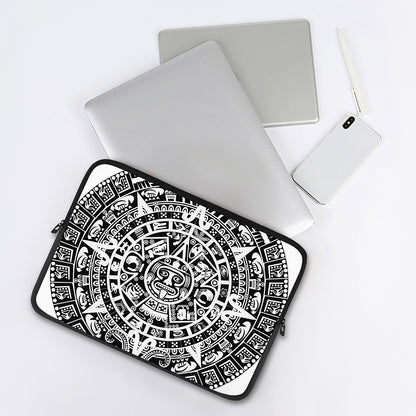 White And Black Maya Calendar Print Laptop Sleeve