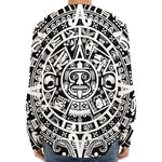 White And Black Maya Calendar Print Long Sleeve Baseball Jersey