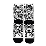 White And Black Maya Calendar Print Long Socks