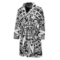 White And Black Maya Calendar Print Men's Bathrobe