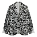 White And Black Maya Calendar Print Men's Blazer