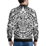 White And Black Maya Calendar Print Men's Bomber Jacket