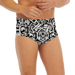 White And Black Maya Calendar Print Men's Briefs