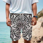 White And Black Maya Calendar Print Men's Cargo Shorts