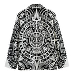 White And Black Maya Calendar Print Men's Cotton Blazer