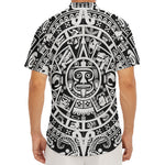 White And Black Maya Calendar Print Men's Deep V-Neck Shirt