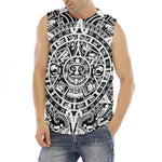 White And Black Maya Calendar Print Men's Fitness Tank Top