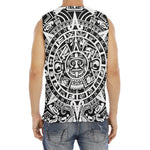 White And Black Maya Calendar Print Men's Fitness Tank Top
