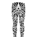 White And Black Maya Calendar Print Men's Leggings