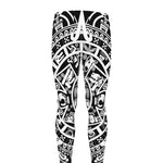 White And Black Maya Calendar Print Men's leggings