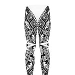 White And Black Maya Calendar Print Men's leggings