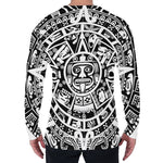 White And Black Maya Calendar Print Men's Long Sleeve T-Shirt